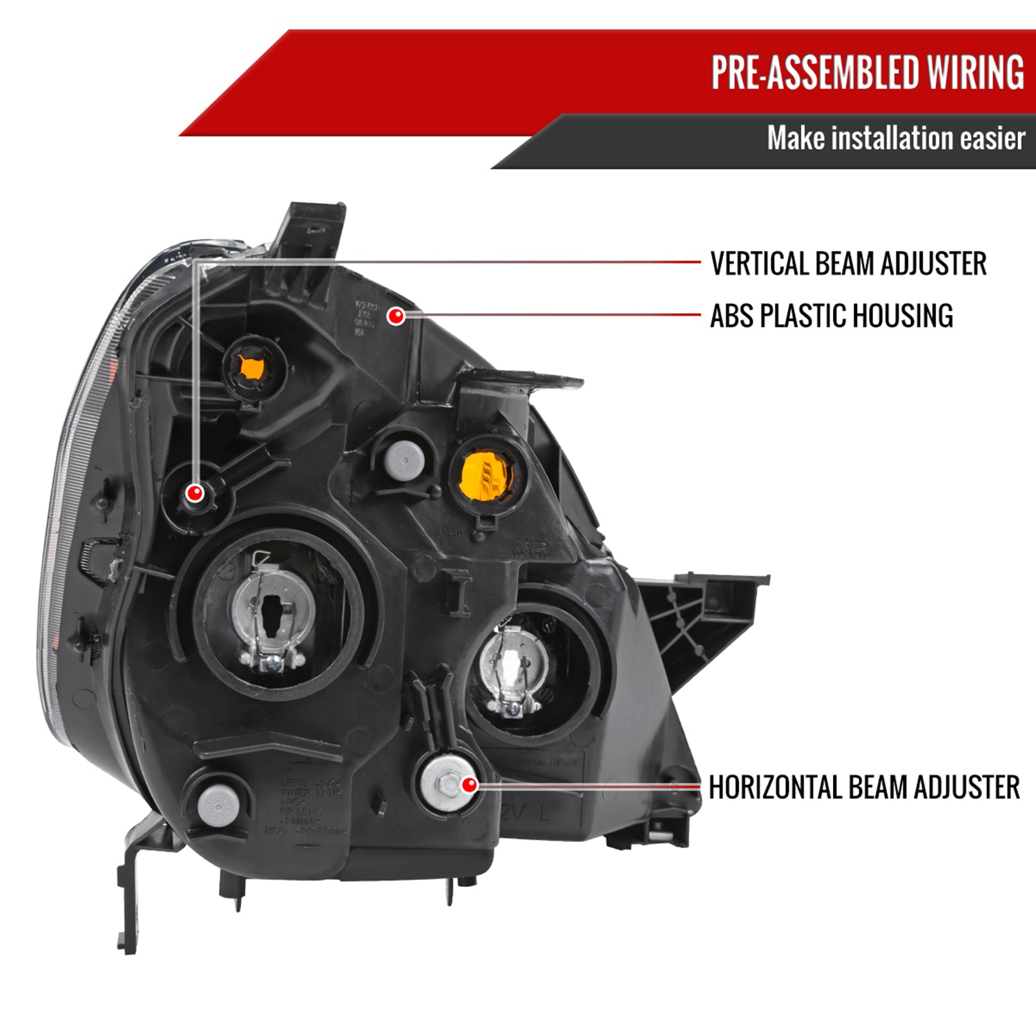 2005-2006 Honda CR-V Factory JP Headlights w/Amber Reflectors Matt Black/Clear