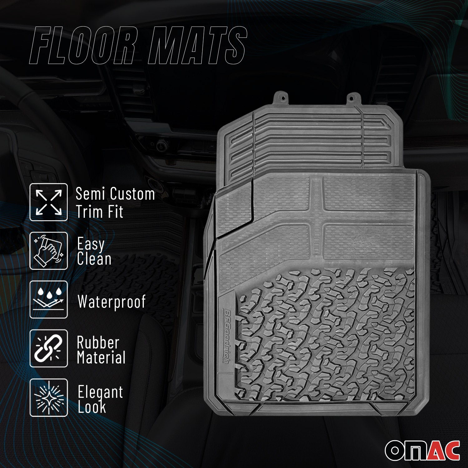 Semi Custom Trim fit Floor Mats Liners for Dodge Trucks & SUV All Season Rubber