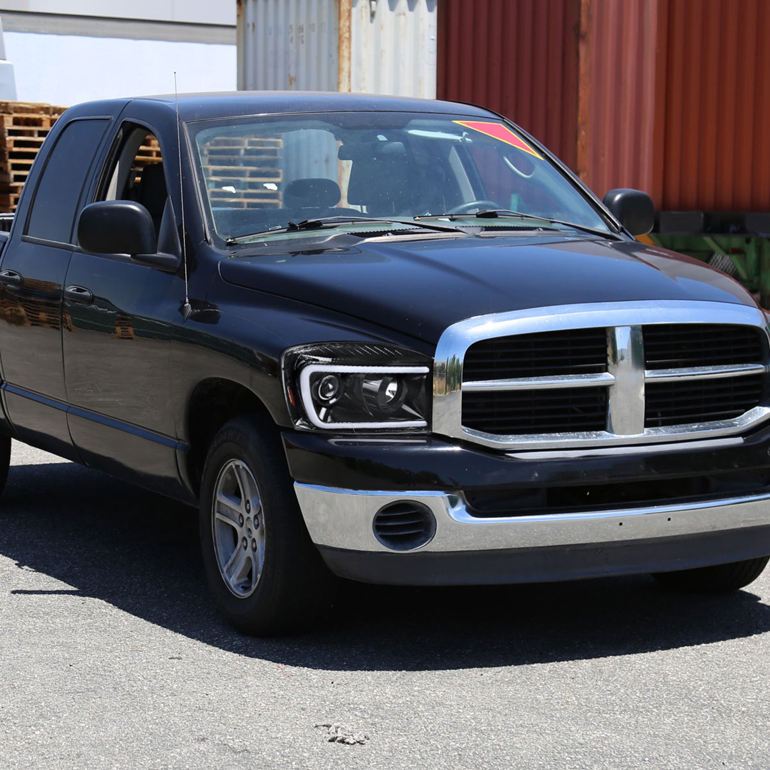 2006-2008 Dodge RAM 1500/ 06-2009 2500 3500 LED Projector Headlights Jet Black