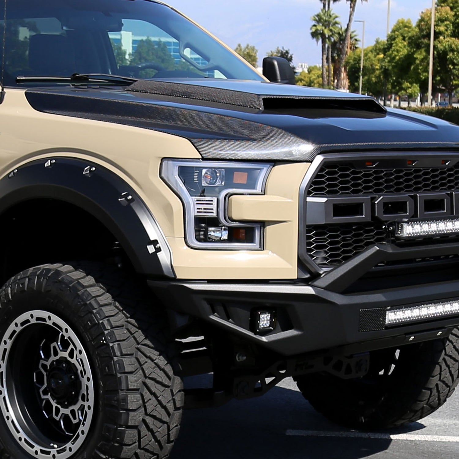 2015-2017 Ford F-150 LED Bar Projector Headlights Matte Black/Clear Lens