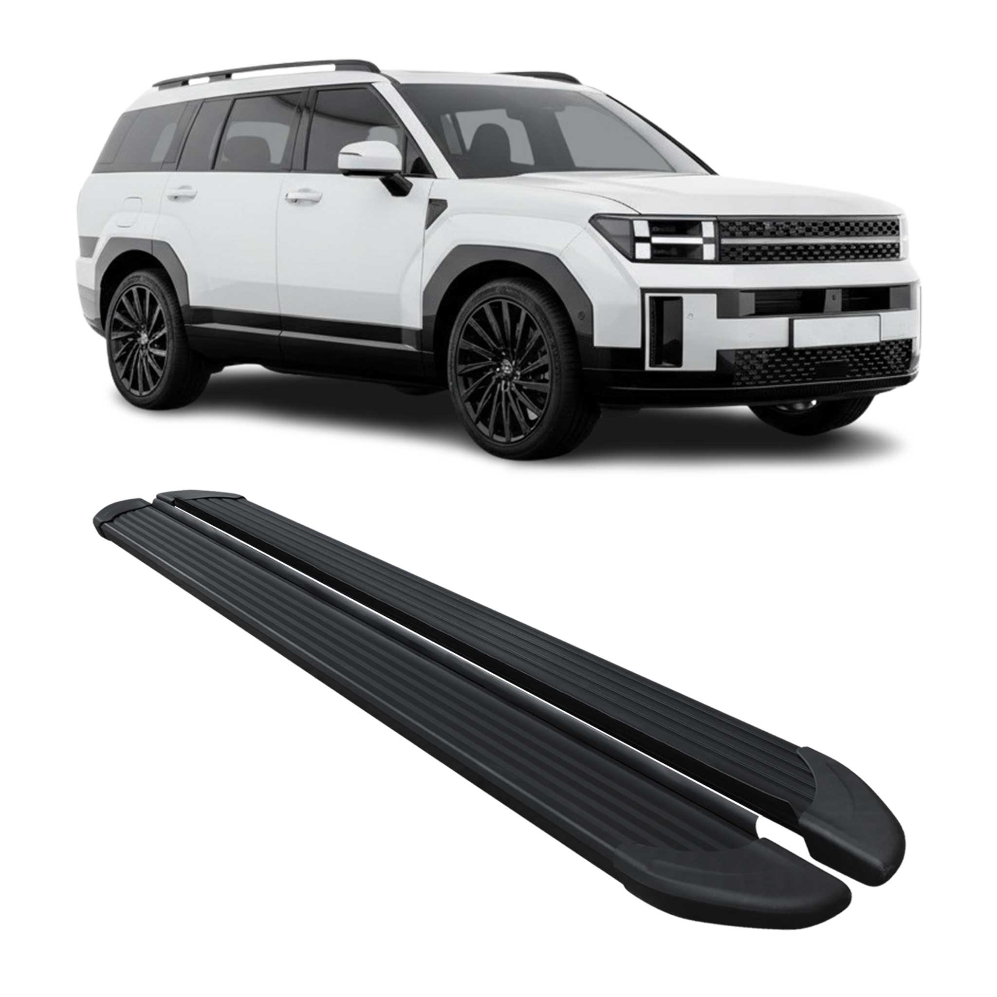 Running Boards Nerf Bars Side Step for Hyundai Santa Fe 2024-2026 Alu Black 2x