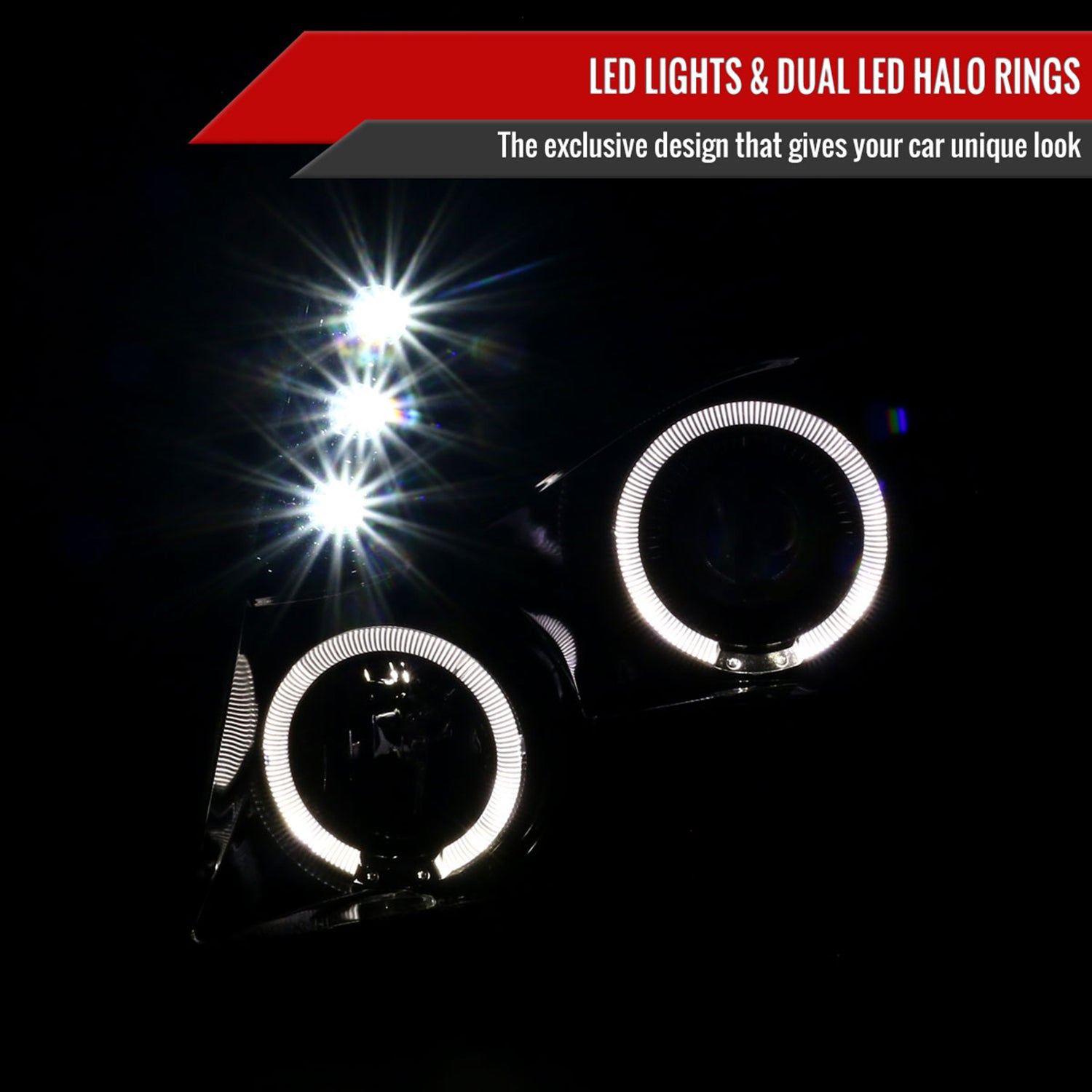 2007-2013 Chevy Avalanche/ 07-2014 Tahoe Suburban Dual Halo Headlights Jet Black