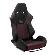 Universal Racing Seat Black Suede And Red Eye Mesh Cloth With Double Red Stitch
