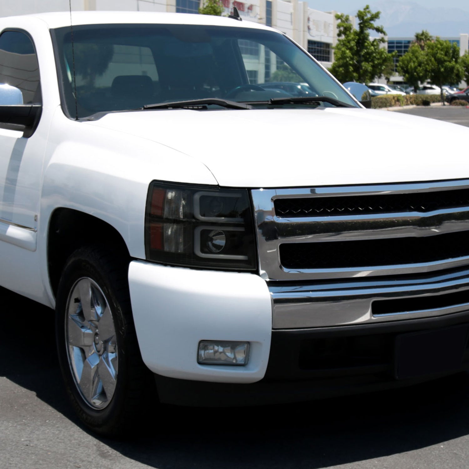 2007-2013 Chevy Silverado 1500 2500HD 3500HD LED C-Bar Headlights Black Smoke