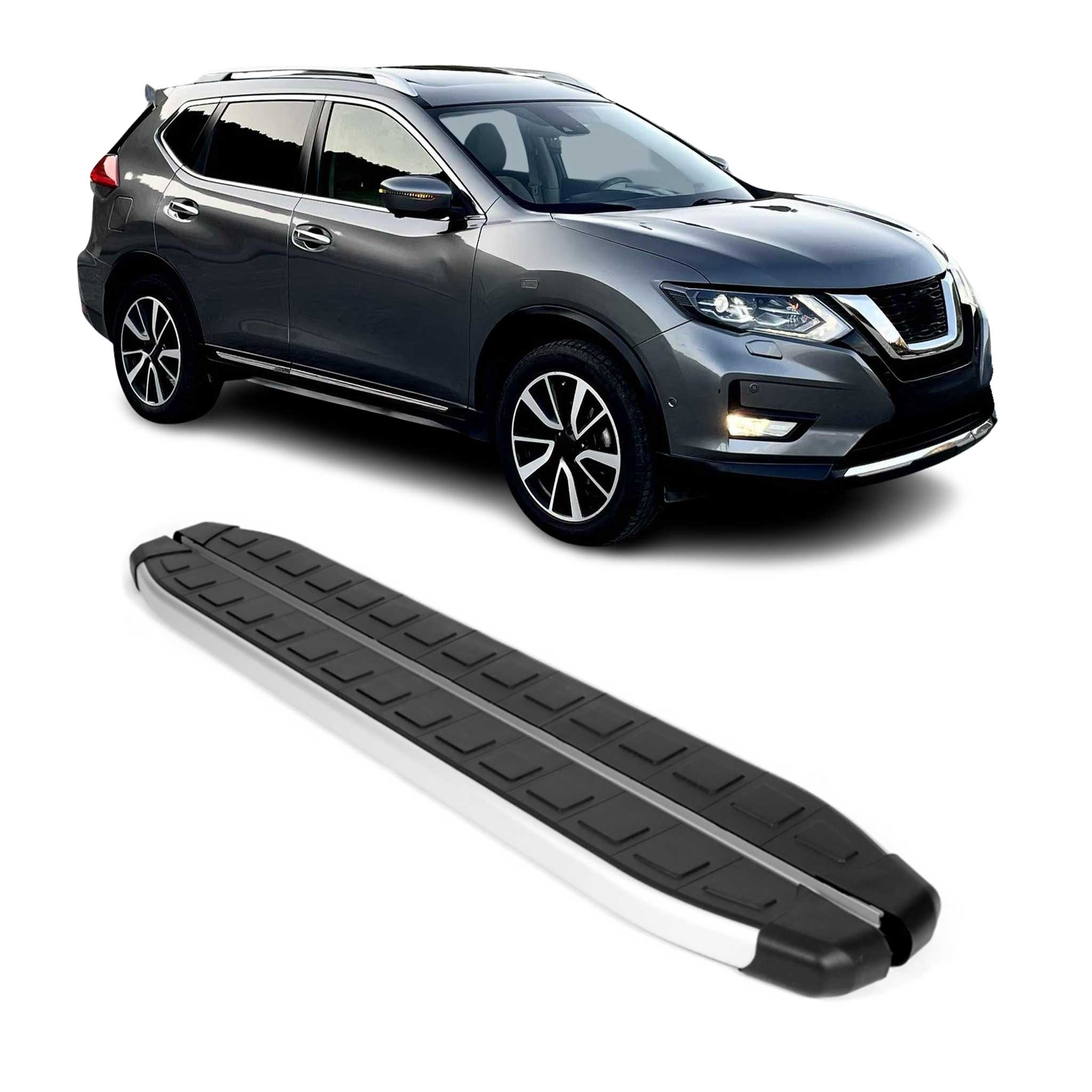 2014-2020 Nissan Rogue Running Boards Side Steps Silver & Black