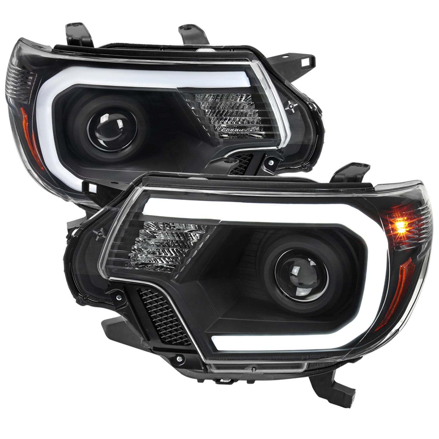 2012-2015 Toyota Tacoma LED CBar Projector Headlights LED Parking Light Black