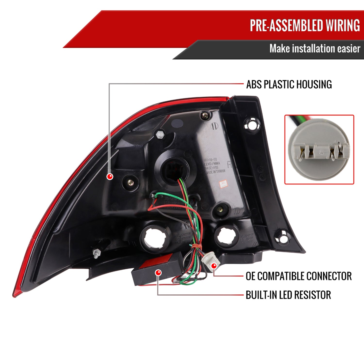 2001-2005 Lexus IS300 LED Tail Lights Chrome Housing/Red Clear Lens