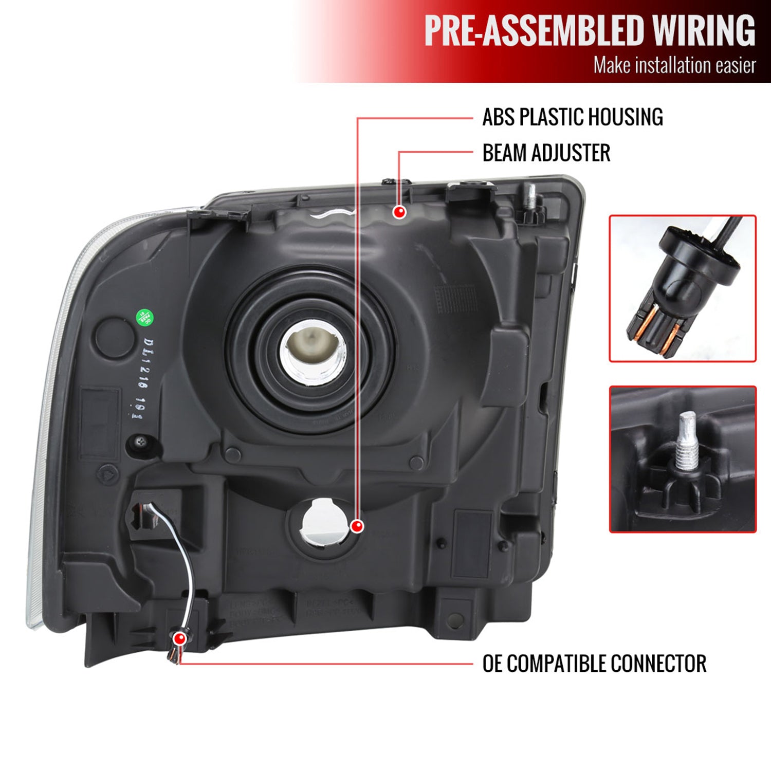 2005-2007 Ford F250/350/450 SuperDuty Dual LED C-Bar Factory Headlights Smoked