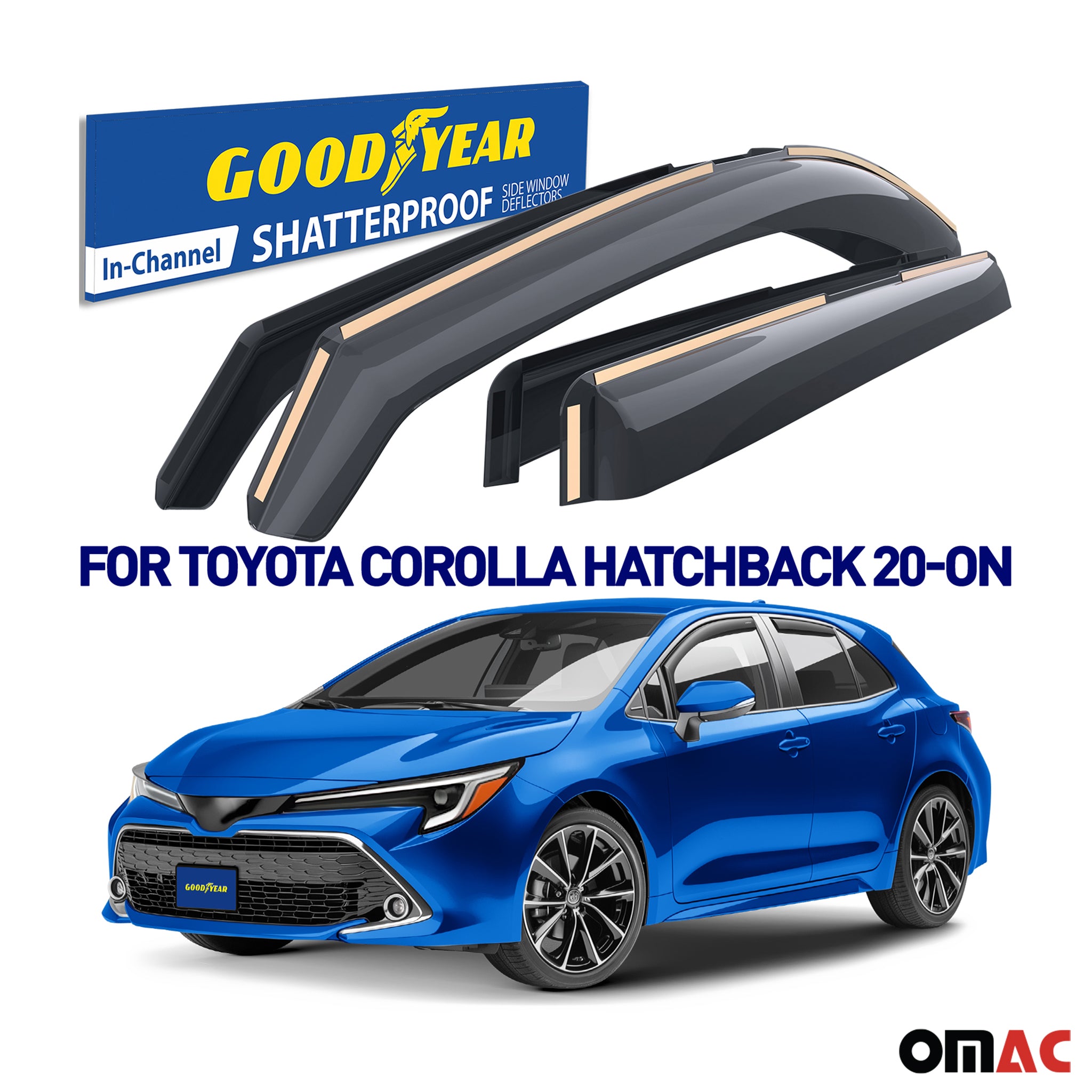 Goodyear Wind Deflectors for Toyota Corolla 2019-2025 Hatchback Shatterproof 4x