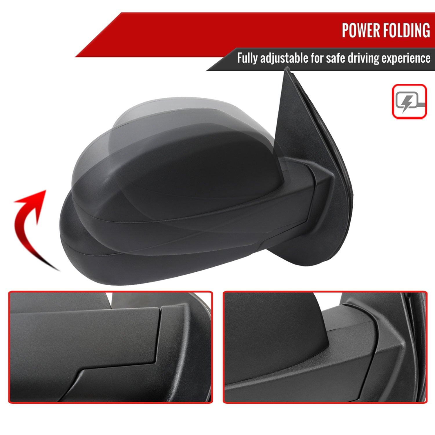 2007-2013 Chevy Silverado /Sierra Auto-Fold&Heated Side Mirror Passenger Black