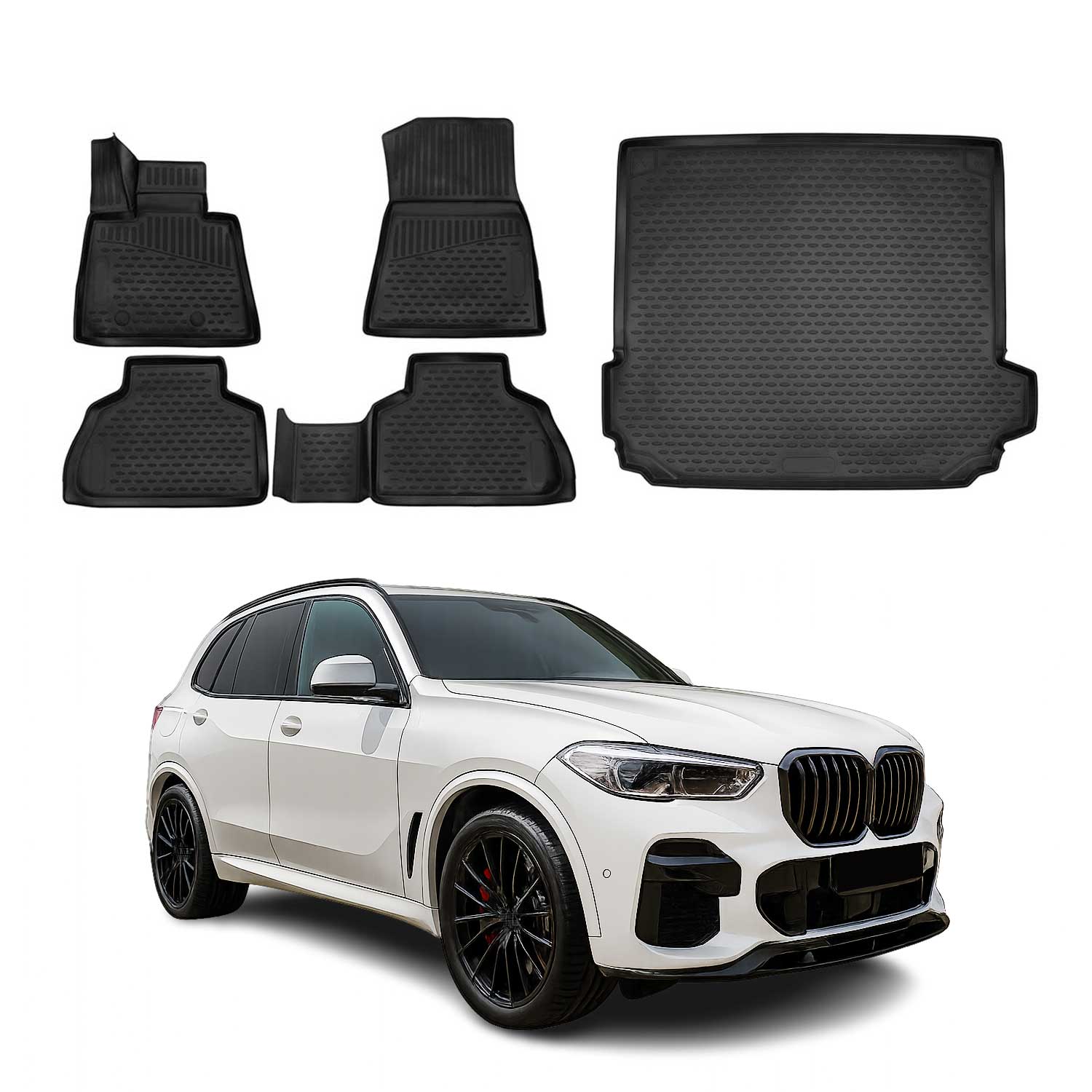2019-2026 BMW X5 G05 Floor Mats & Cargo Liner Full Set All Weather Black