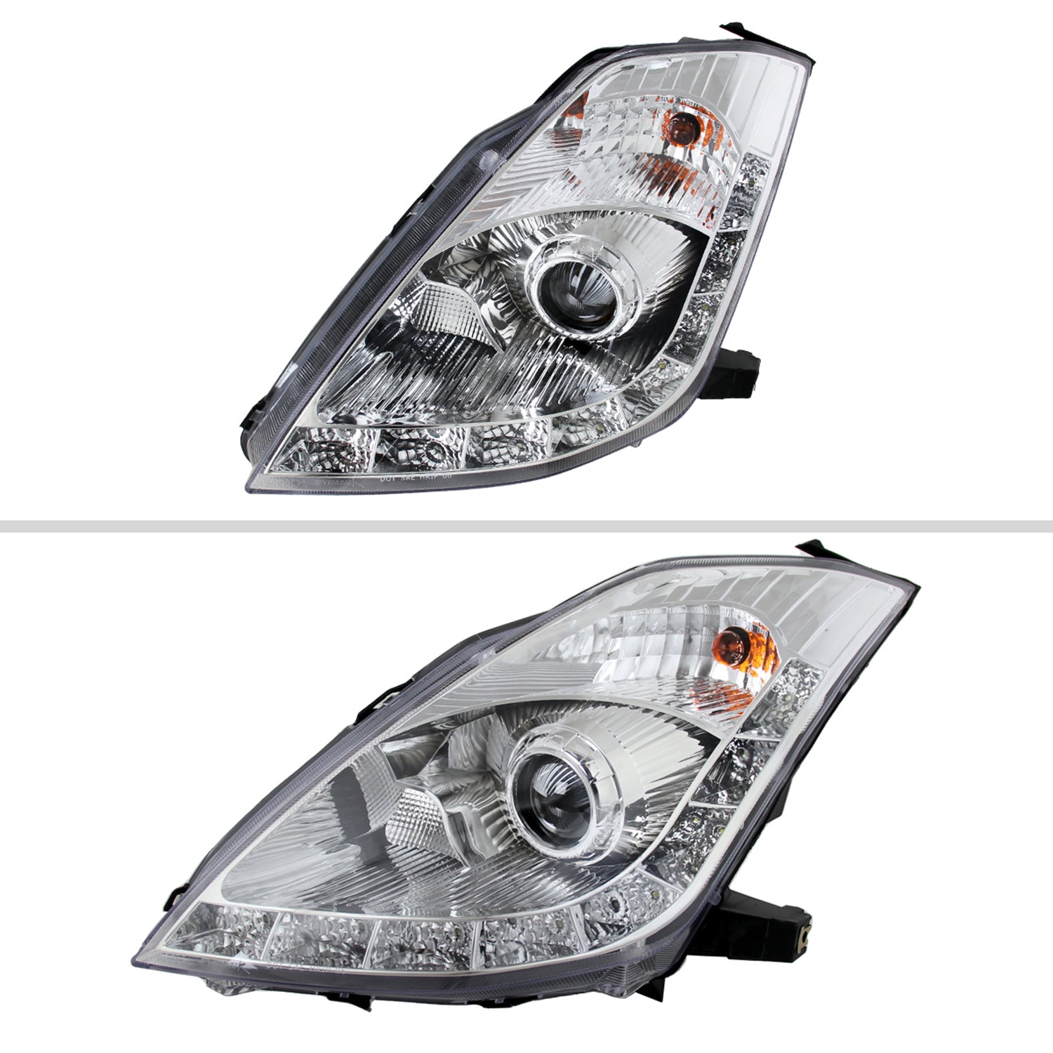 2006-2009 Nissan 350Z SMD LED Light Strip Projector Headlights Chrome/Clear