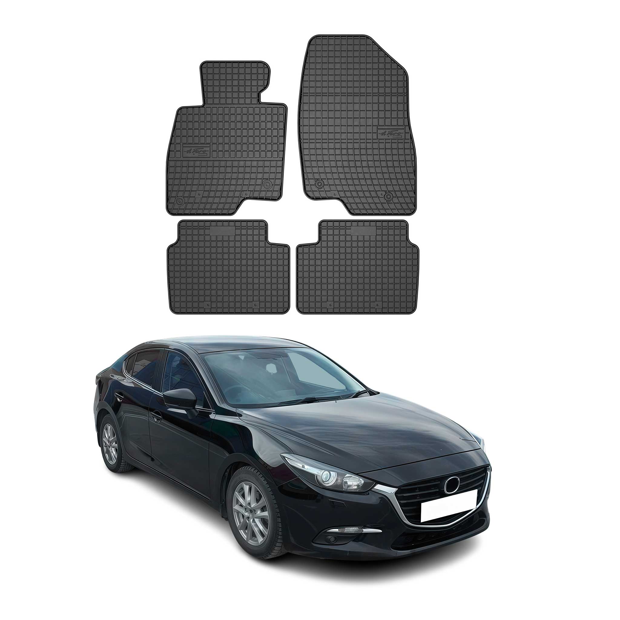 2014-2018 Mazda 3 Floor Mats Liners Full Set All Weather Rubber Black