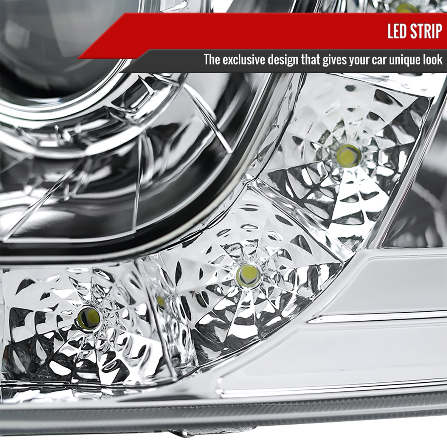 1997-2004 Ford F-150 / 1997-2002 Expedition Projector Headlights SMD LED Chrome