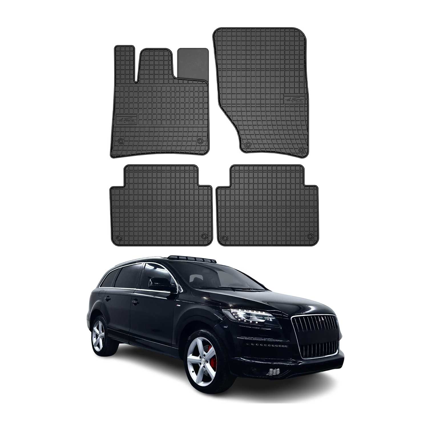 2007-2015 Audi Q7 Floor Mats Liners Full Set All Weather Rubber Black