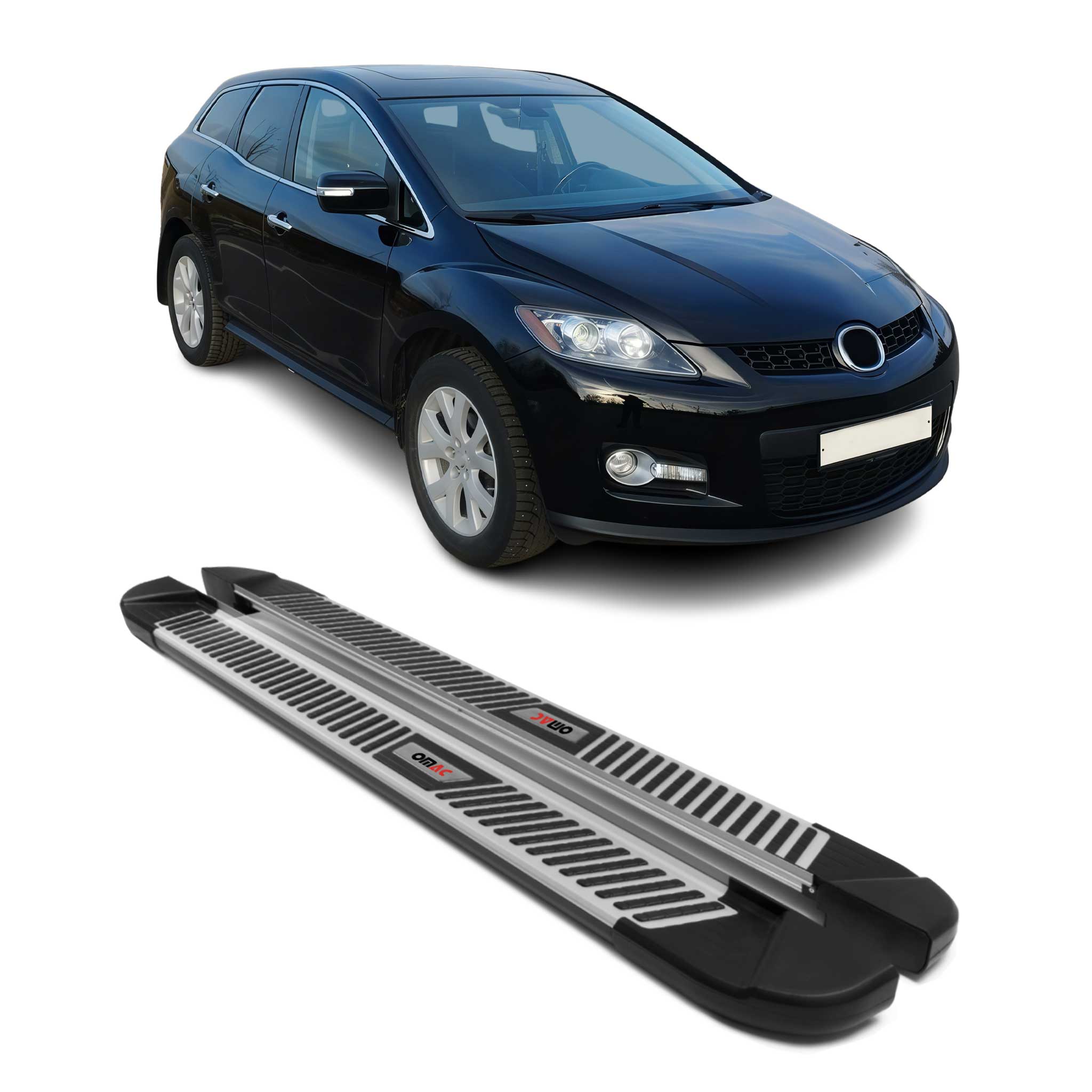 2007-2012 Mazda CX-7 Running Boards Side Steps Silver & Black