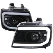 2007-2013 Chevy Avalanche/ 07-2014 Tahoe Suburban LED C-Bar Headlights Jet Black