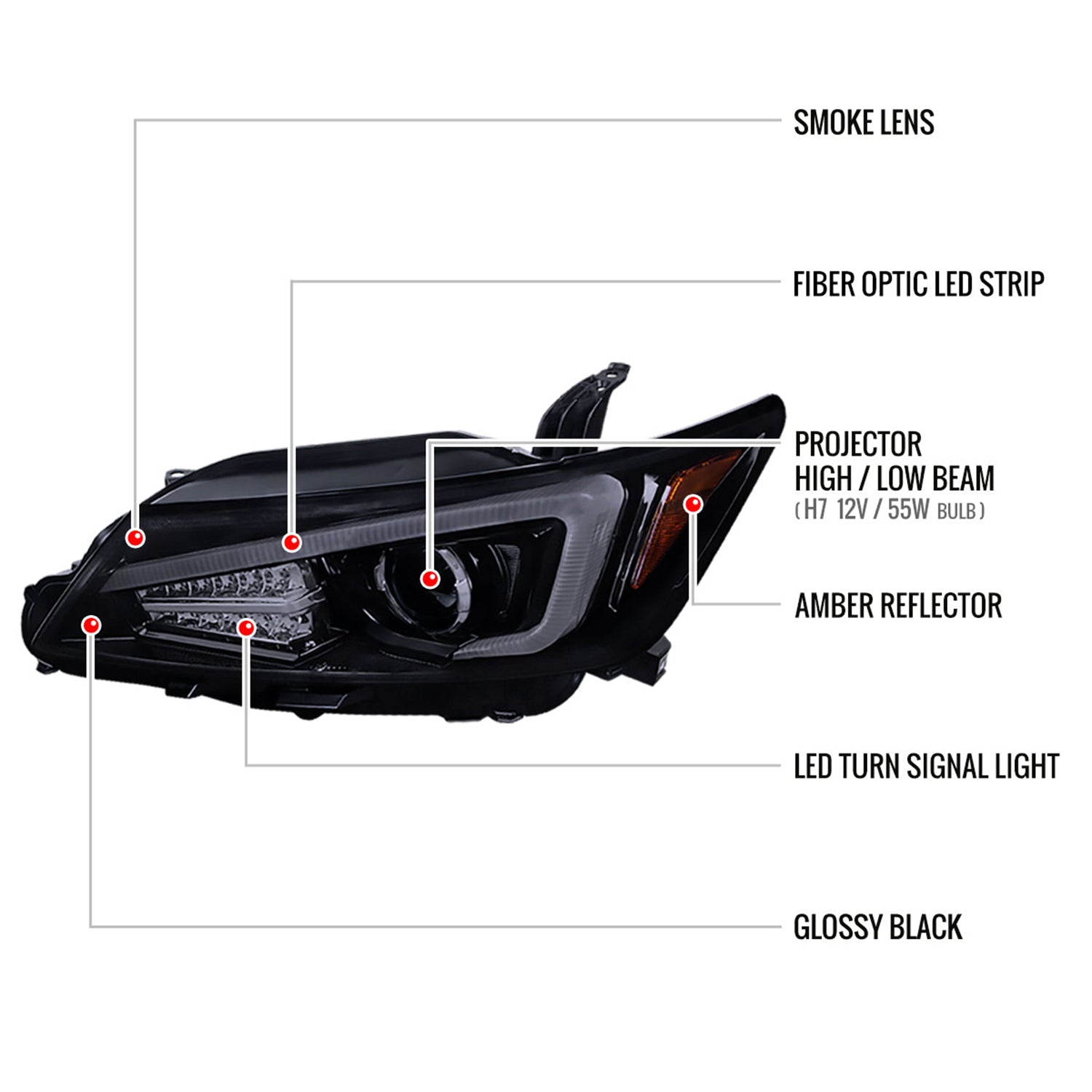 2011-2013 Scion tC LED Bar Projector Headlights LED Turn Signal Lights Black