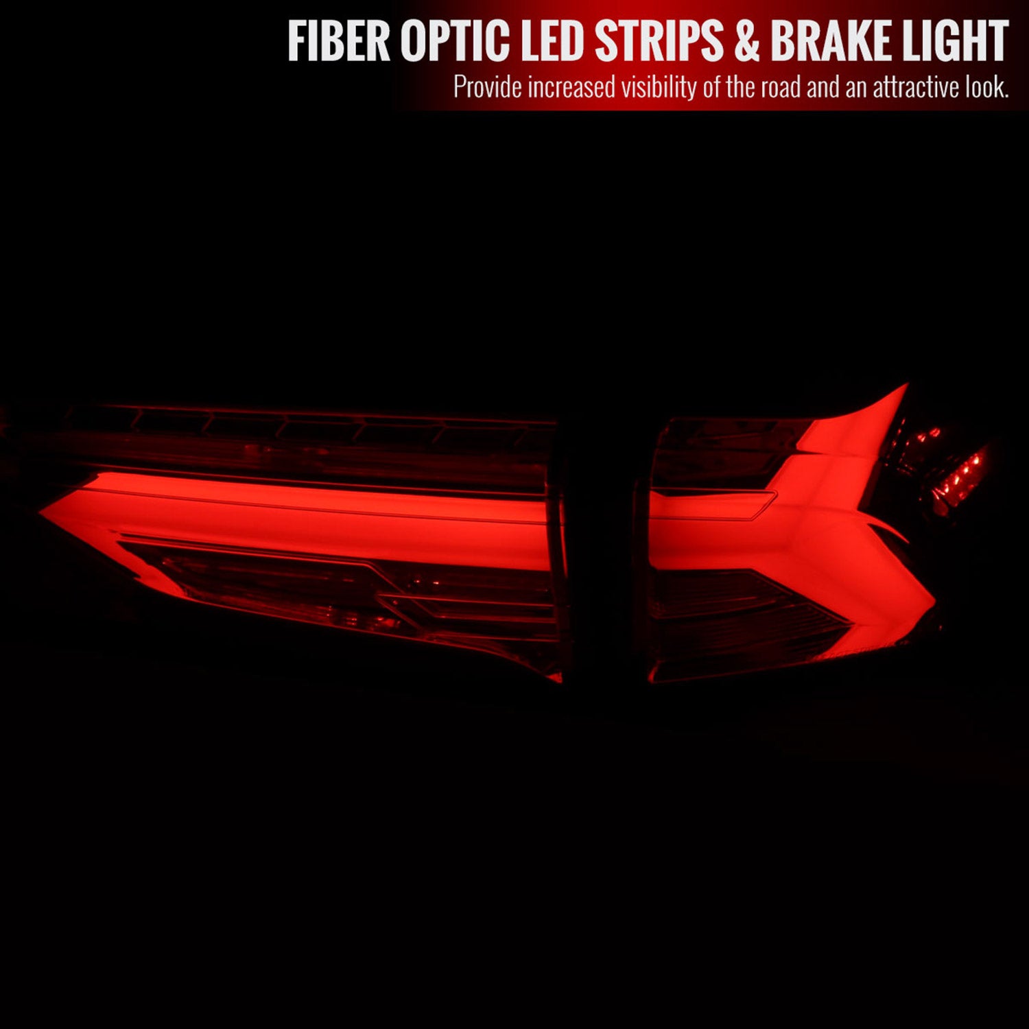 2019-2024 Toyota RAV4 Red LED Bar Sequential Signal Tail Lights Chrome/Red