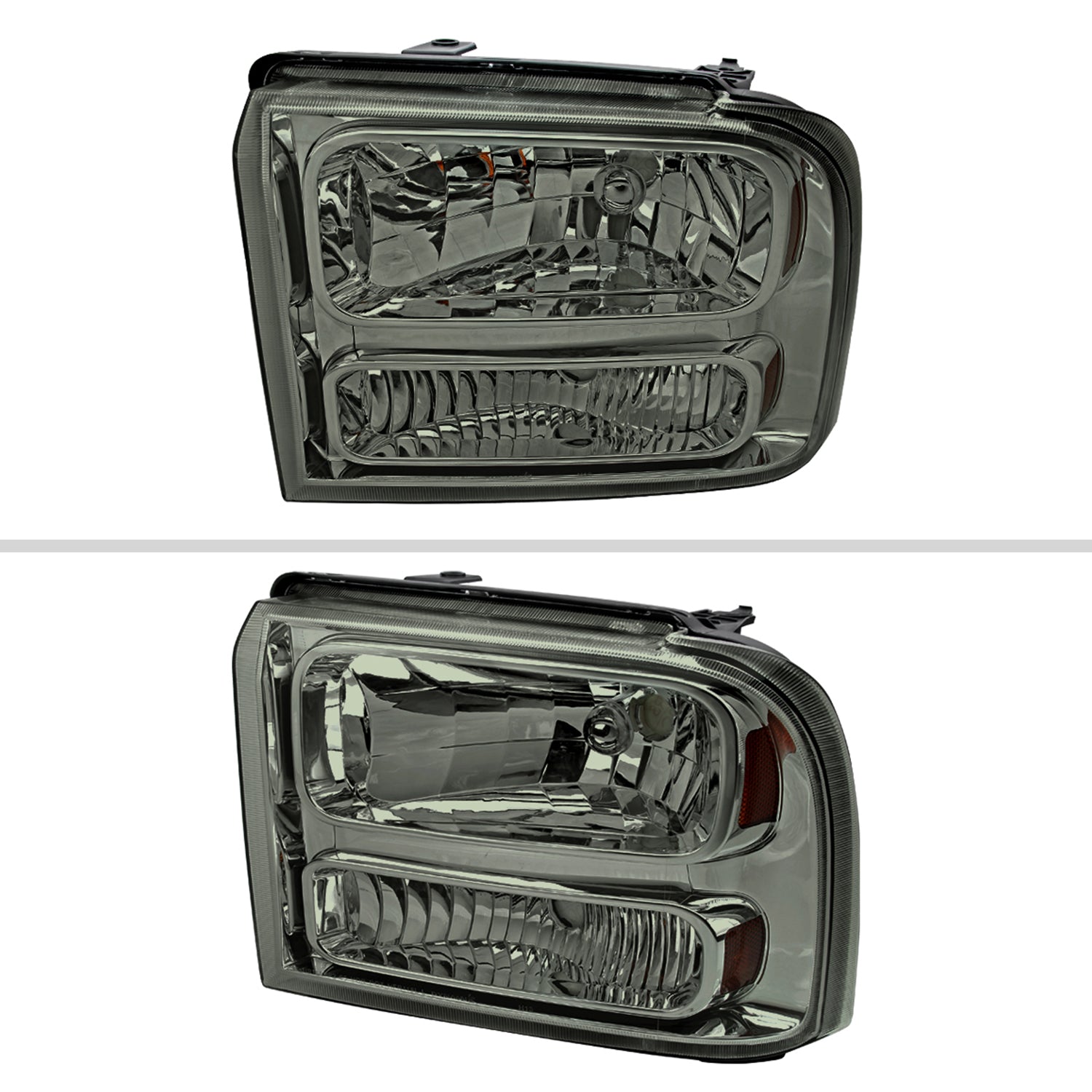 2005-2007 Ford F-250/350/450/550/Excursion Crystal Headlights Chrome/Somke