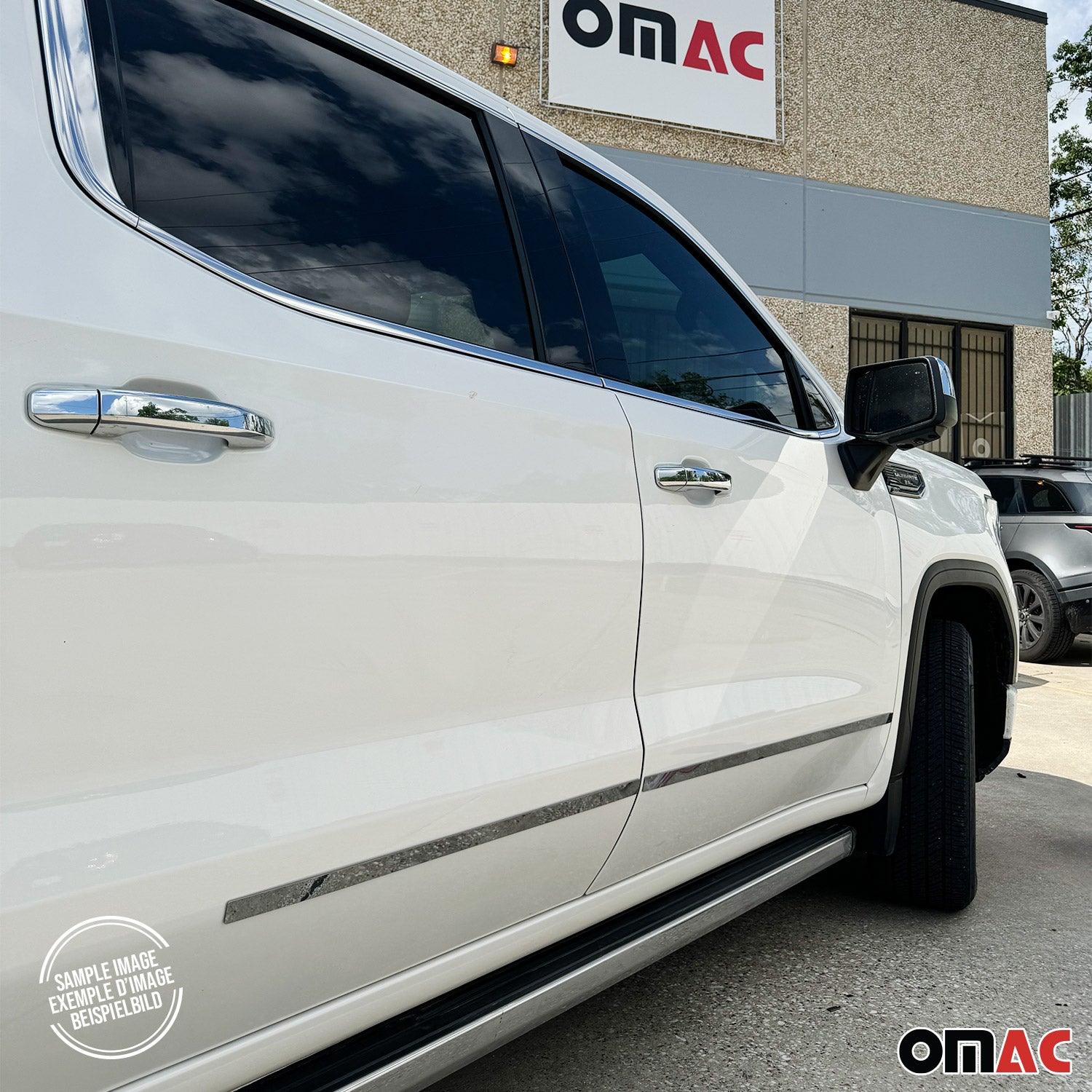 2014-2019 Chevrolet Silverado Crew Cab 1500/2500/3500 Crew Cab Side Door Molding Trim Stainless Steel Silver 4x