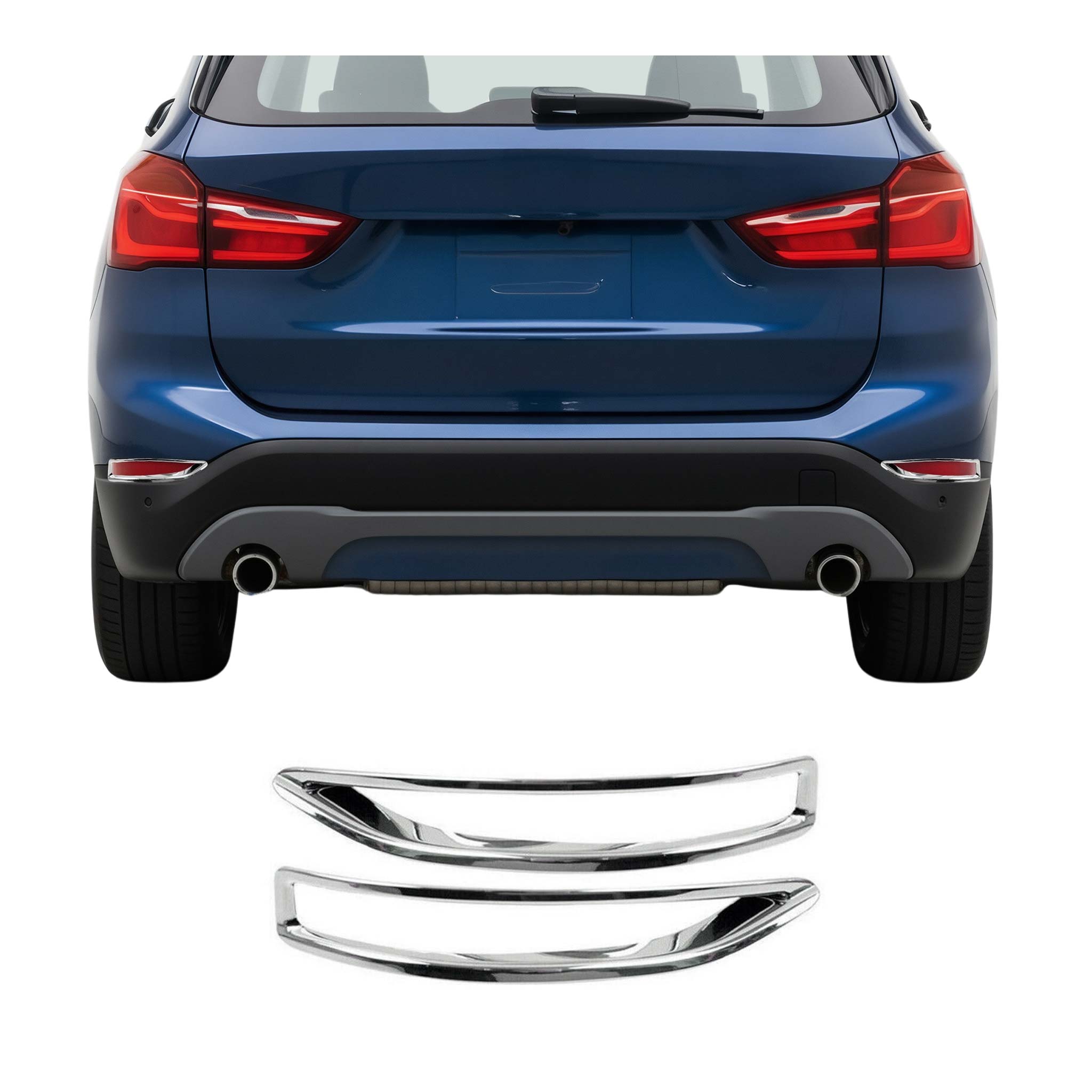 2016-2022 BMW X1 F48 xLine Rear Fog Light Lamp Frame Trim ABS Chrome 2 Pcs