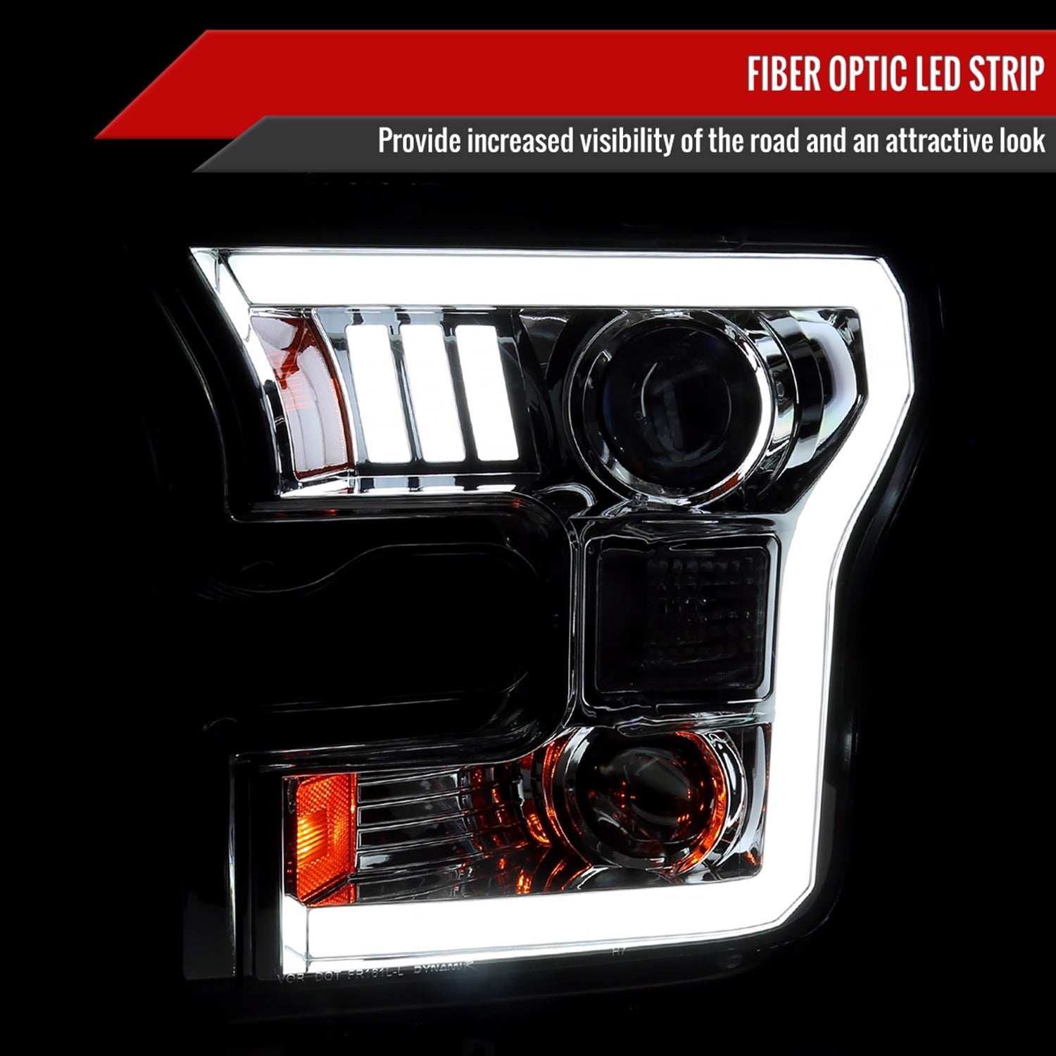 2015-2017 Ford F-150 LED Bar Projector Headlights - RS Chrome/Clear Lens