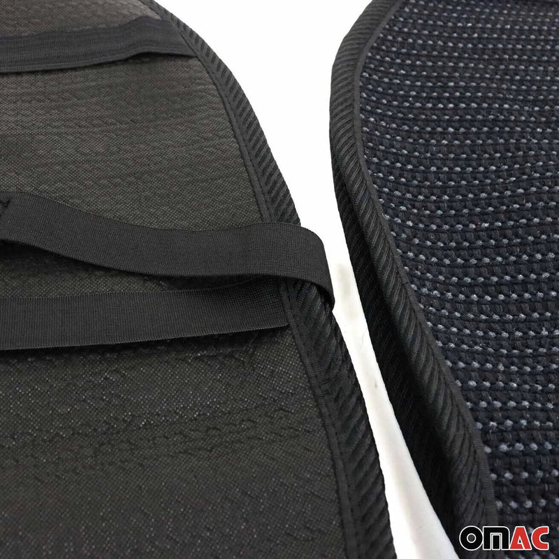 Antiperspirant Odorless Car Seat Cover Pads 2 Piece Set Black with Gray Stitches