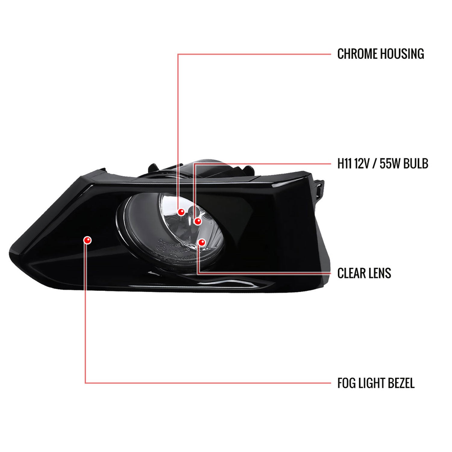 2019-2020 Nissan Altima H11 Fog Lights Kit Chrome Housing/Clear lens