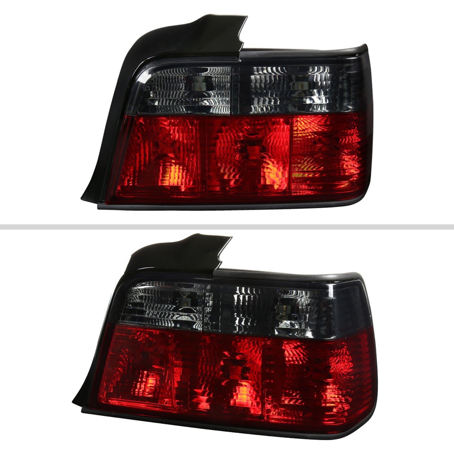 1992-1998 BMW E36 3 Series Sedan Tail Lights Chrome Housing/Red Smoke Lens