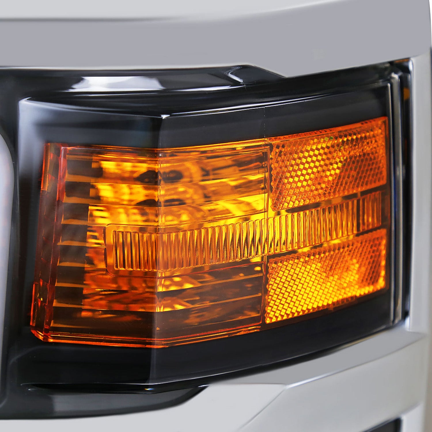 2014-2015 Chevy Silverado 1500 LED Bar Factory Headlights Matt Black/Clear