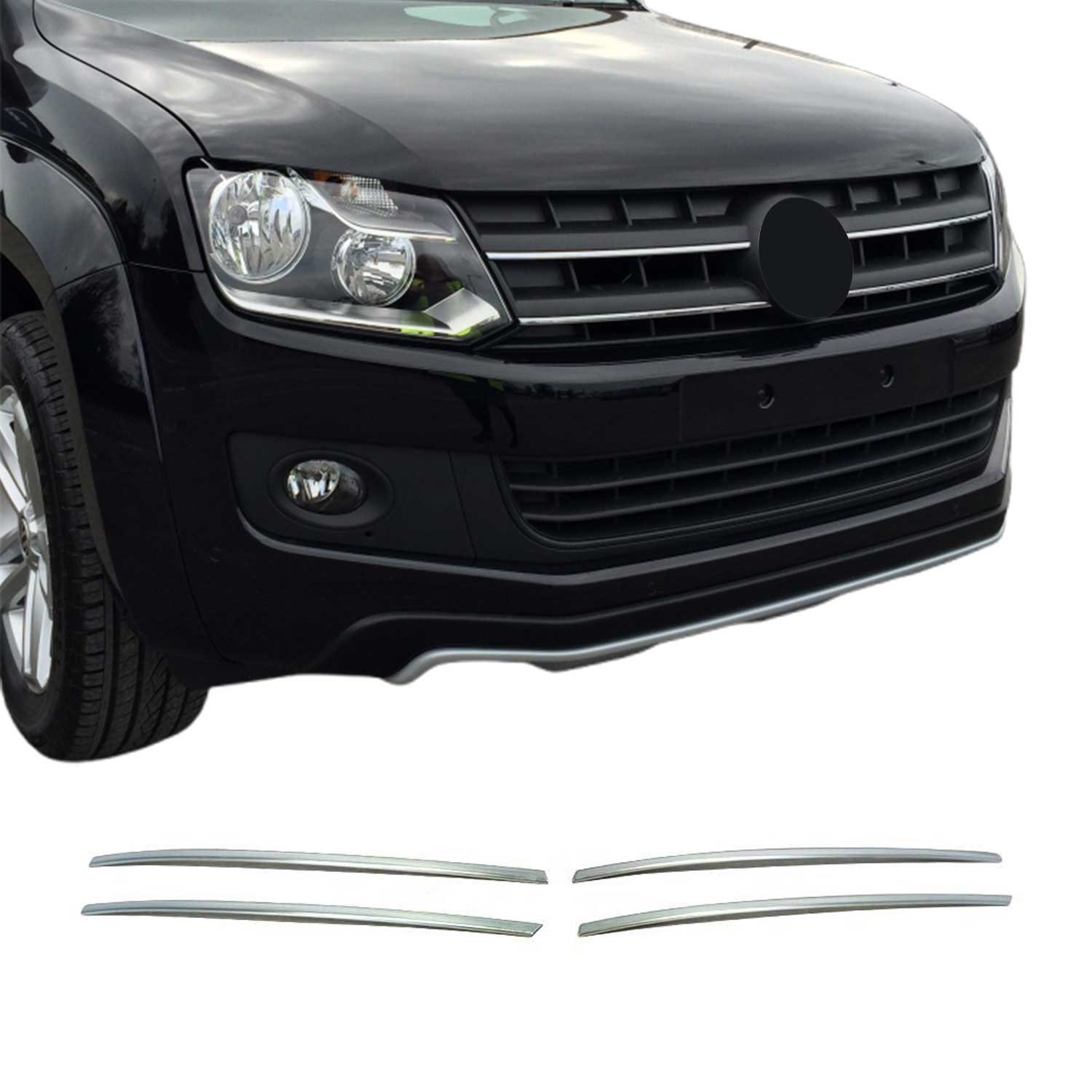 2010-2016 VW Amarok Front Bumper Grill Trim Molding Stainless Steel Silver 4 Pcs
