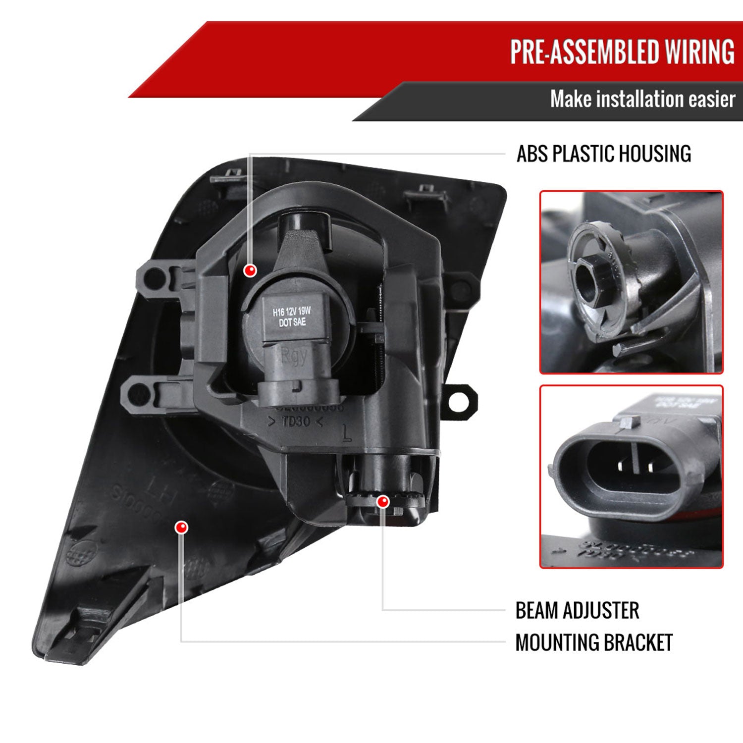 2014-2016 Toyota Corolla H16 Fog Lights Kit Chrome Housing/Clear Lens