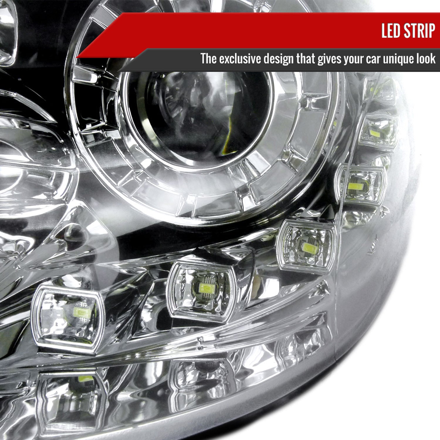 2011-2014 Hyundai Sonata Projector Headlights SMD LED Light Strip Chrome/Clear