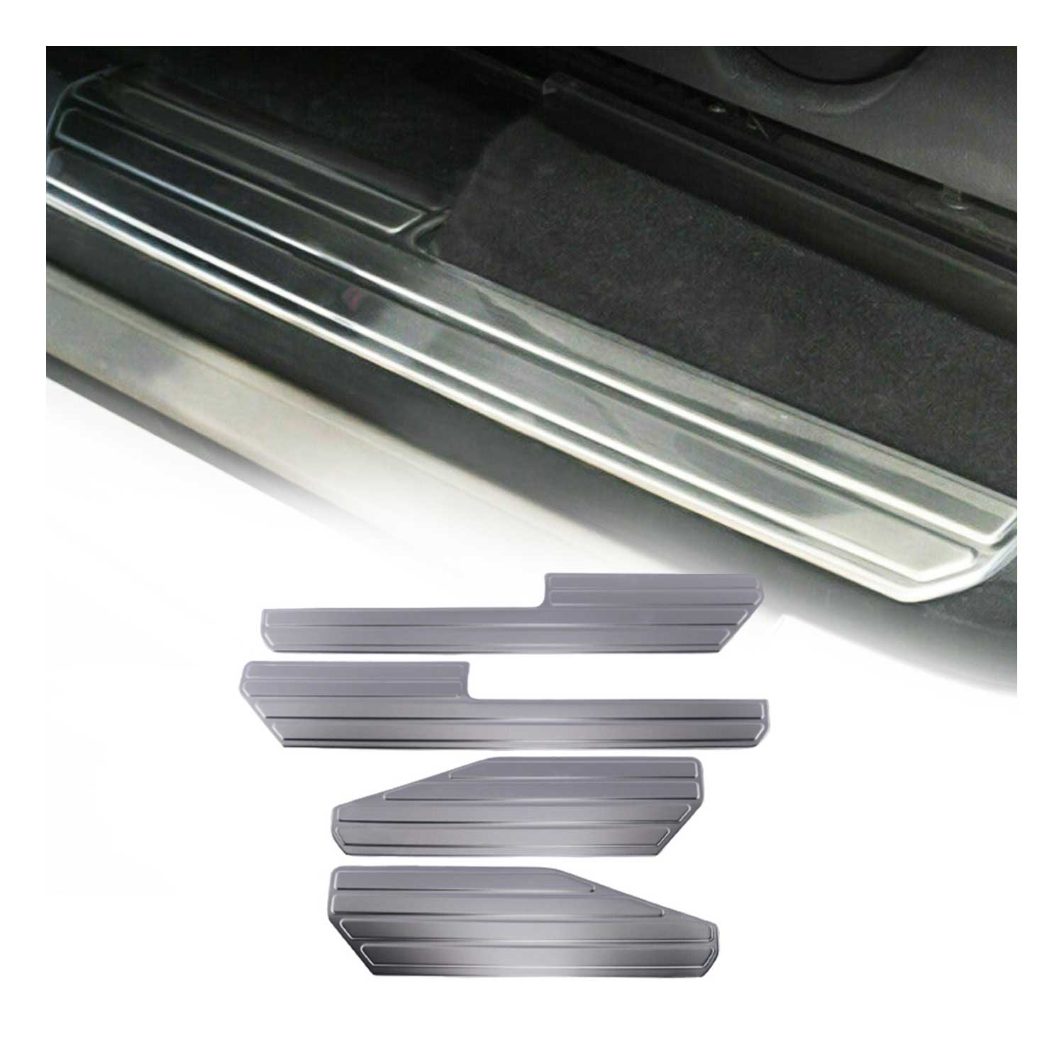 2010-2020 VW Amarok Door Sill Scuff Plate Scratch Protector Stainless Steel Brushed