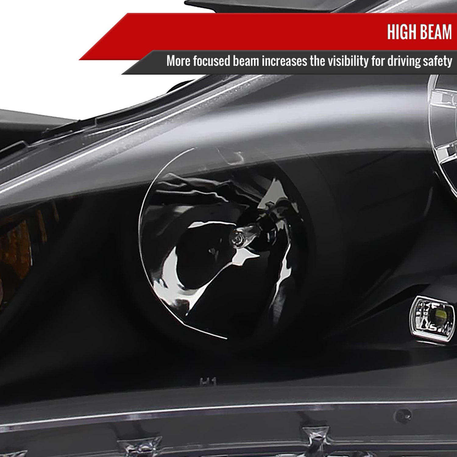 2011-2014 Hyundai Sonata Projector Headlights SMD LED Light Strip Matt Black