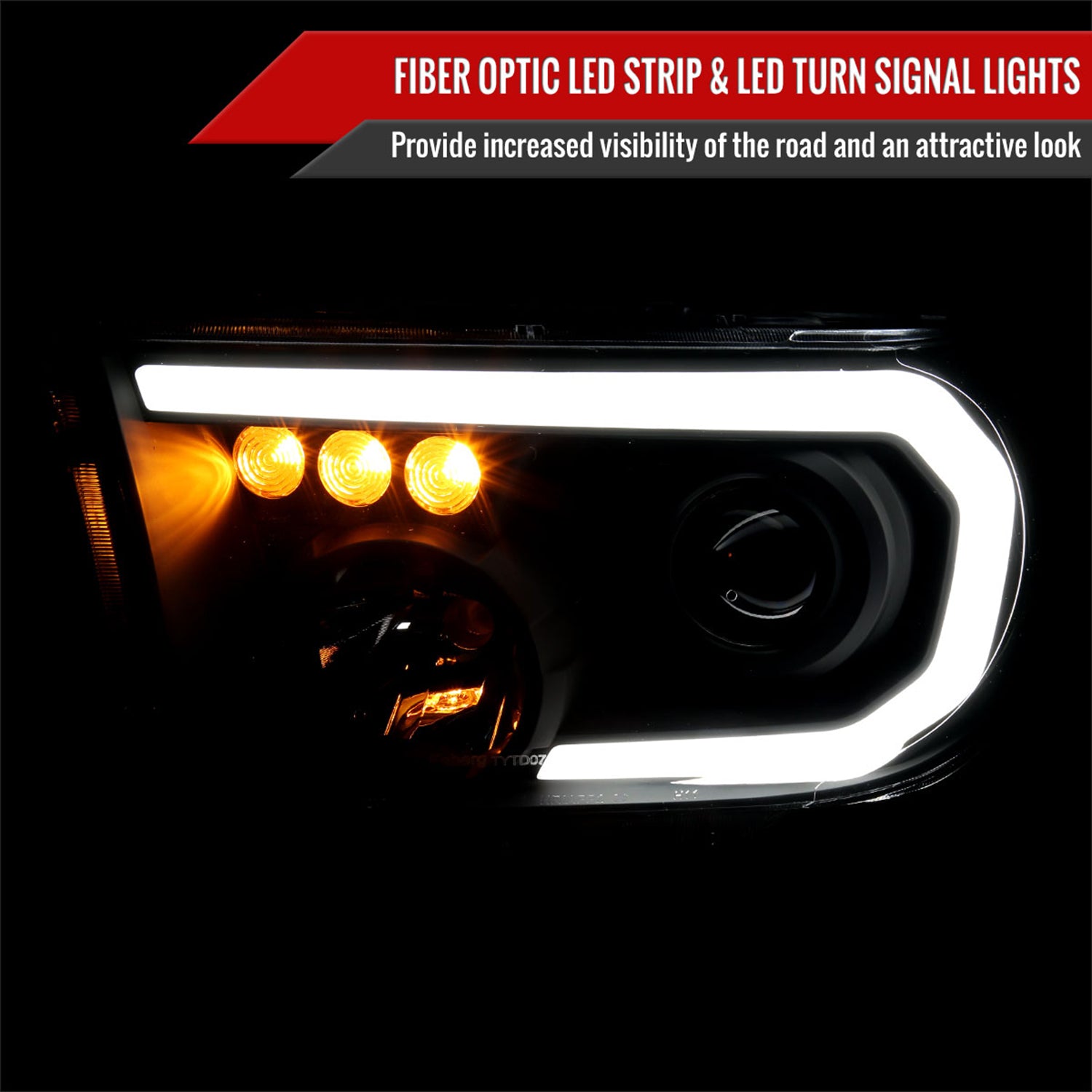 2007-2013 Toyota Tundra/Sequoia Retro LED Tube Headlights LED Signal Black
