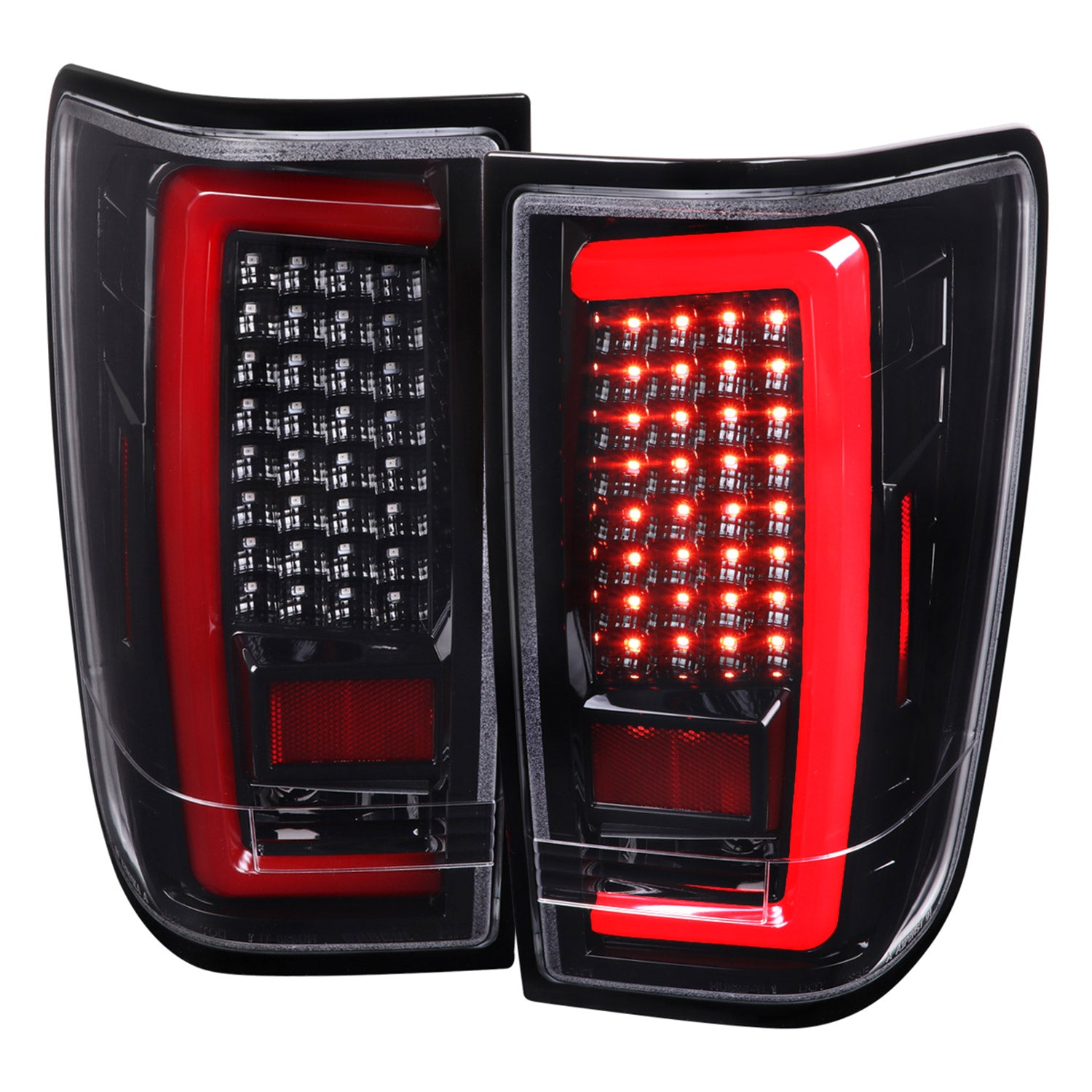 2004-2015 Nissan Titan LED Tail Lights with Red LED Tube Jet Black/Clear Lens