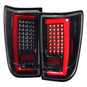 2004-2015 Nissan Titan LED Tail Lights with Red LED Tube Jet Black/Clear Lens