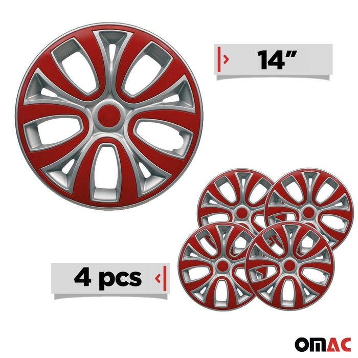 14" Wheel Rim Cover fits Universal Guard Hub Caps Durable ABS Gray Red Matte