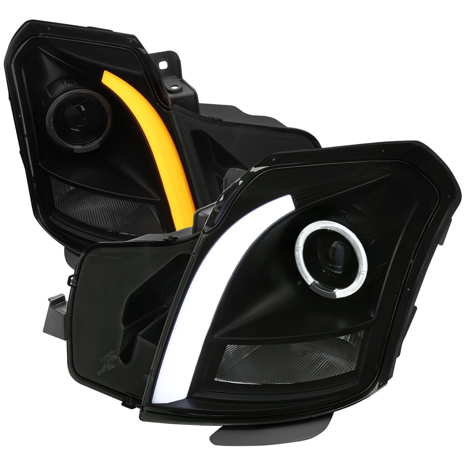 2003-2007 Cadillac CTS Halo LED Turn Signal Projector Headlights Smoke