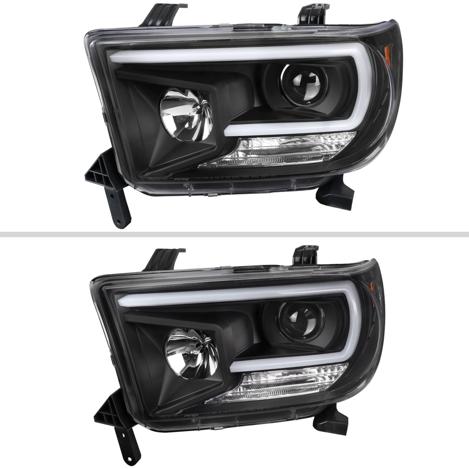 2007-2013 Toyota Tundra/ 2008-2017 Sequoia LED C-Bar Projector Headlights Black