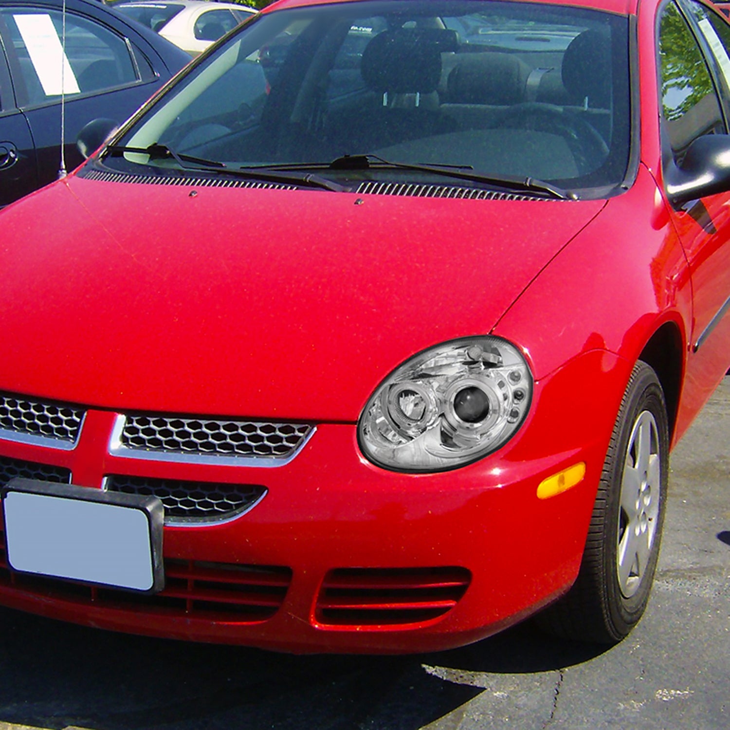 2003-2005 Dodge Neon Dual Halo Projector Headlights Chrome/Clear Lens