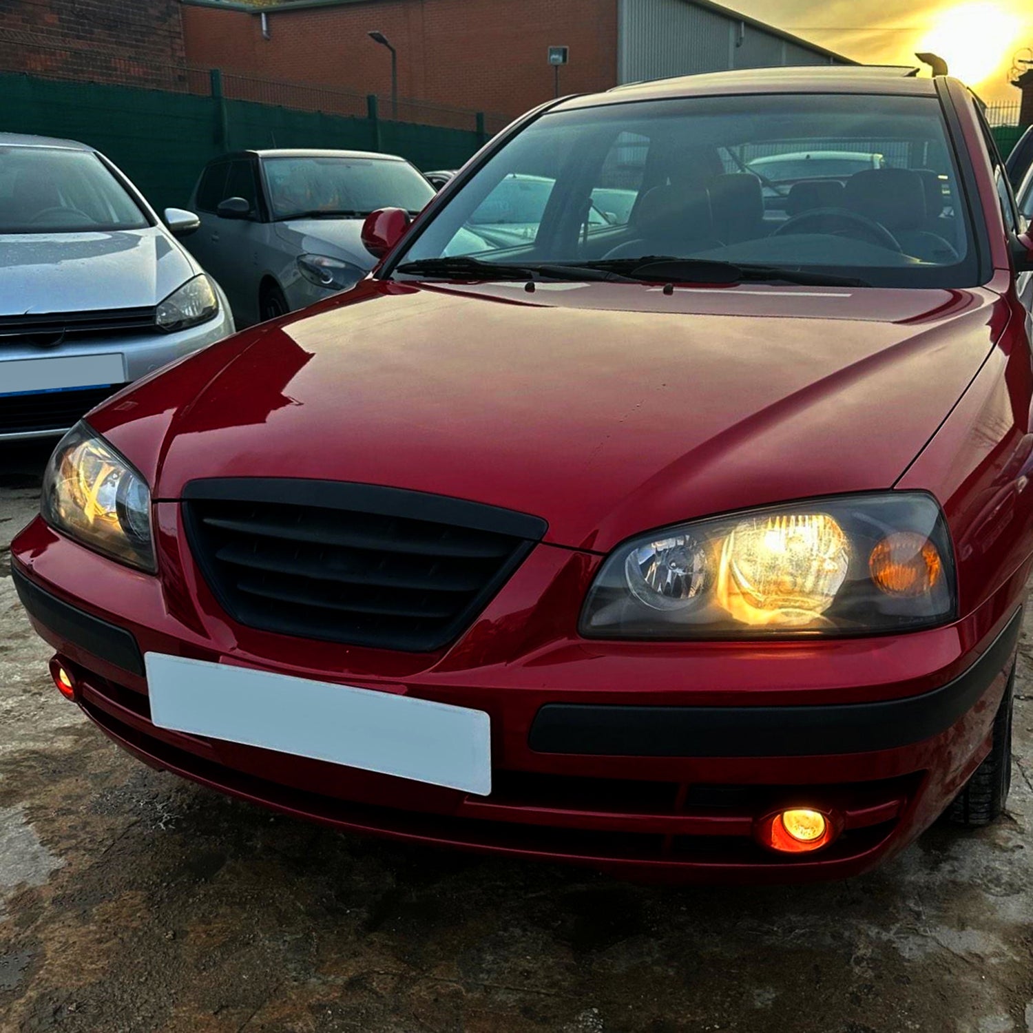 2004-2006 Hyundai Elantra Crystal Headlights w/ Amber Reflectors Black/Clear