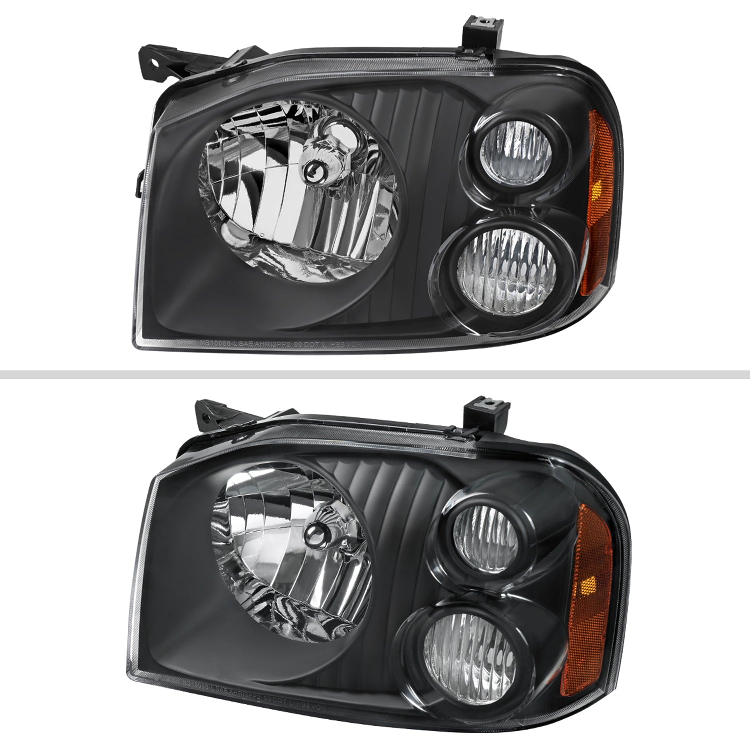 2001-2004 Nissan Frontier XE Factory Style Headlights Matte Black/Clear Lens