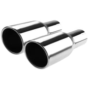 Universal 2.5" Inlet/3.875" Outlet Chrome S.Steel Angled Exhaust Tips - 2PC