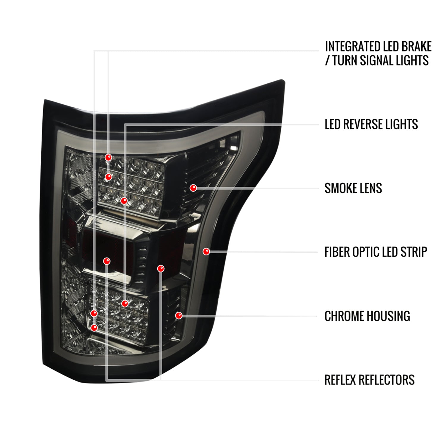 2018-2020 Ford F-150 LED Tail Lights Chrome Housing/Smoke Lens