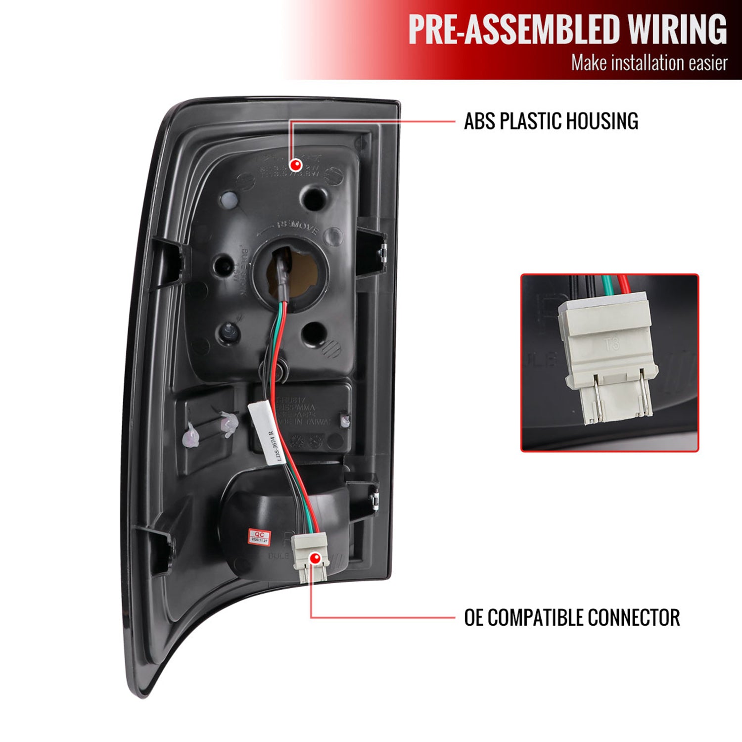 2009-2018 Dodge RAM 1500 2500 3500 White Bar LED Tail Lights Black/Smoke