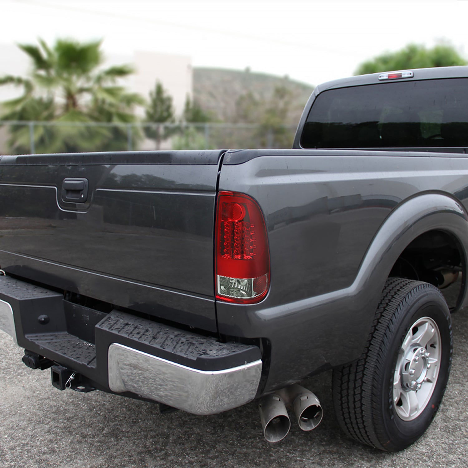 2008-2016 Ford F-250/350/450/550 Super Duty LED Tail Lights Chrome/Red Clear