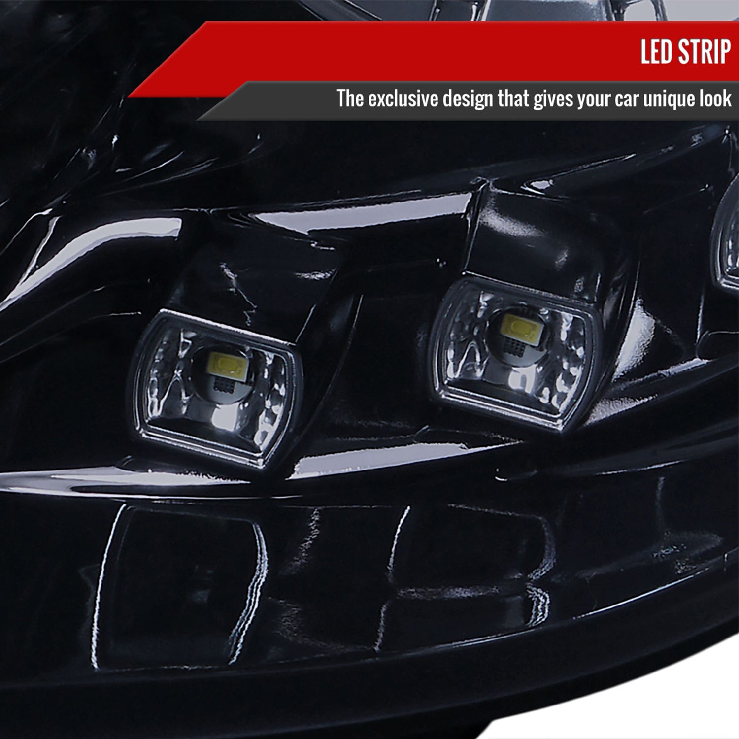 2011-2014 Hyundai Sonata Projector Headlights SMD LED Light Strip Black/Smoke